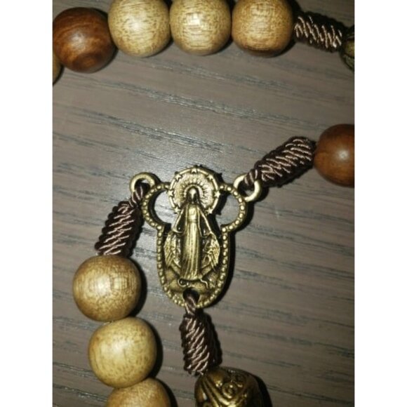 Our Father Solid Wooden Rosary Beads (Handmade - Brazilian Walnut) - Picture 3 of 4